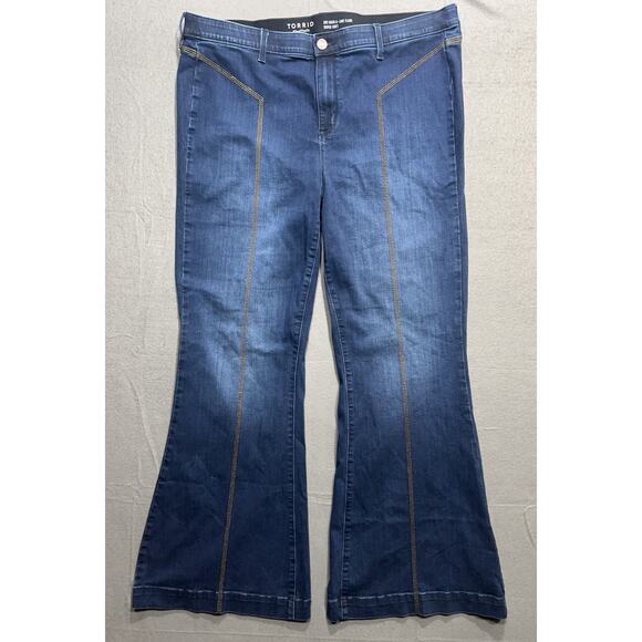 Torrid Sky High Line Flare Super Soft Jean Blue Womens Size 20T - Picture 6 of 16